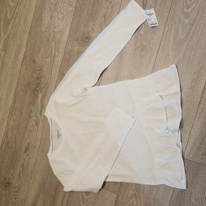 Osh Kosh Bgosh long sleeve shirt, girls size 12, ruffles along bottom.  White.
